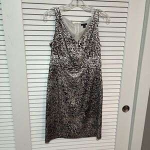 Ann Taylor Brown and Cream Midi Dress